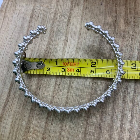 Lucky Brand Black Rhinestone Silver Tone Bangle Bracelet - Picture 6 of 7